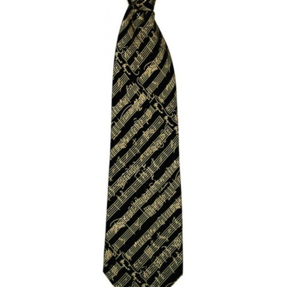 Mozart Black & Cream Silk Neck Tie